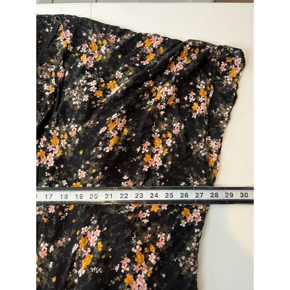 American Eagle Boho Floral Ruffle Kimono Cardigan One Size Black Pink - Picture 10 of 16